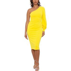 Betsy & Adam Womens Yellow Formal Midi Fitted Sheath Dress NWOT